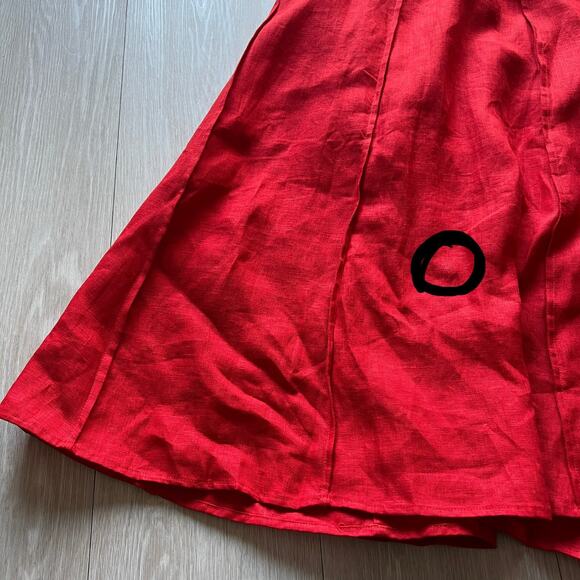 J Crew Seamed Linen Dress With Removable Belt Medium Red FLAW - Picture 12 of 16